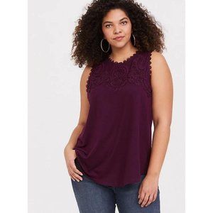 Torrid Deep Purple Lace Tank 1X Size 1